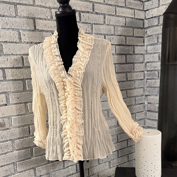 Jaipur Cream Ruffled Blouse - Picture 6 of 7